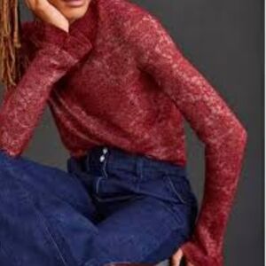 Anthropologie Maroon Lace Top